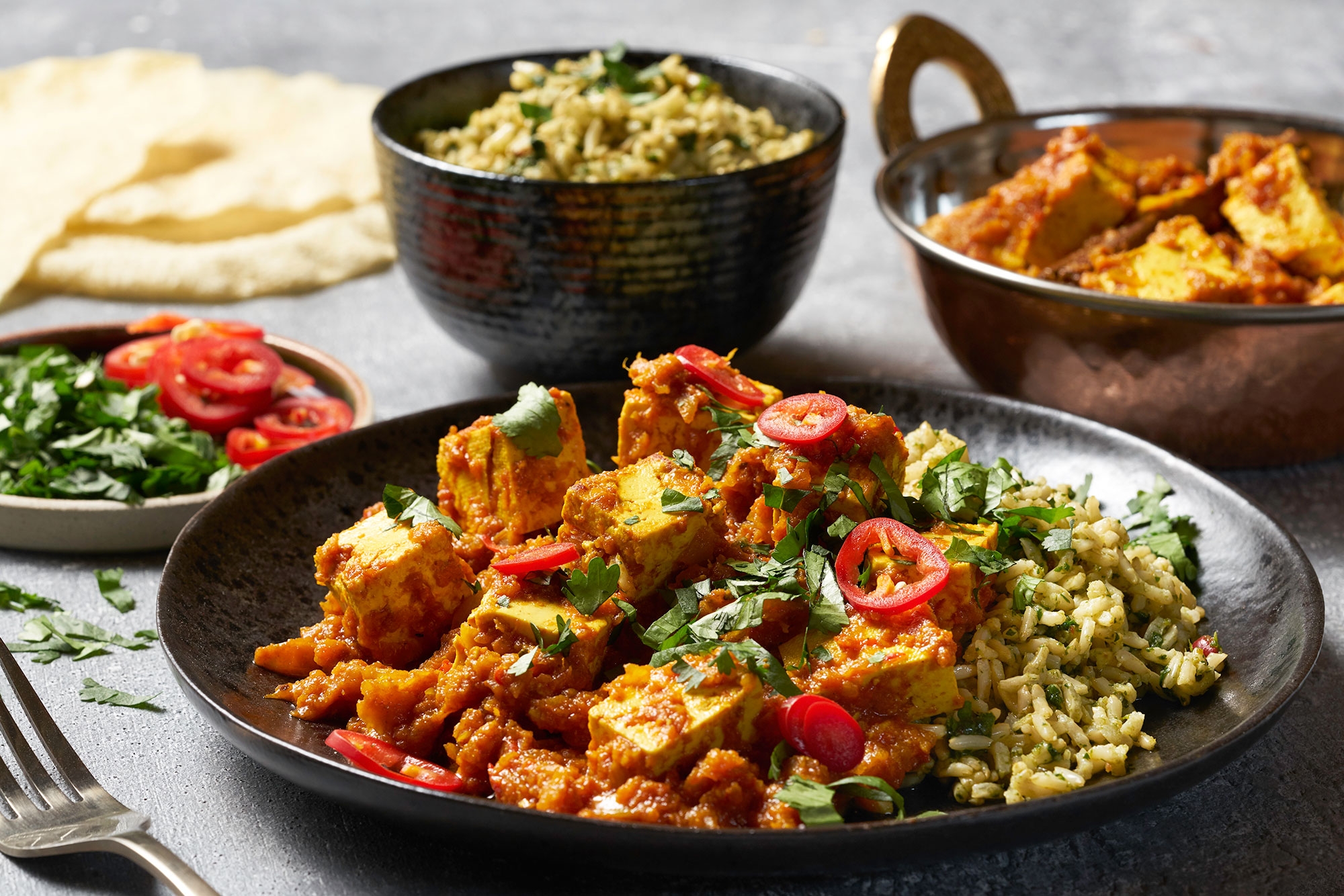Tofu Rogan Josh With Chilli Rice Recipes Cauldron Foods
