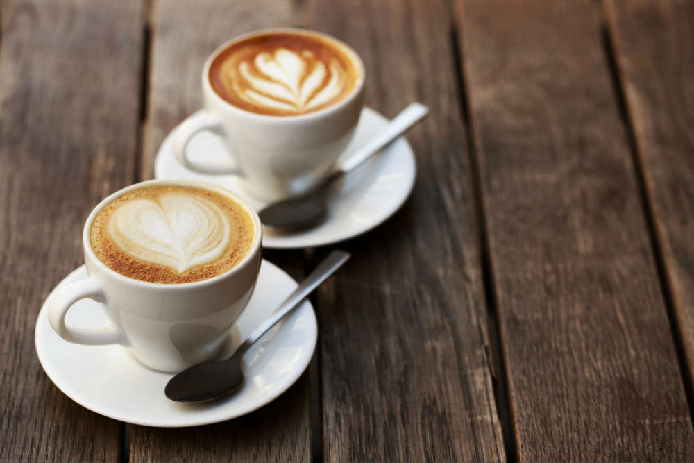 Two lattes from Liverpool coffee shop