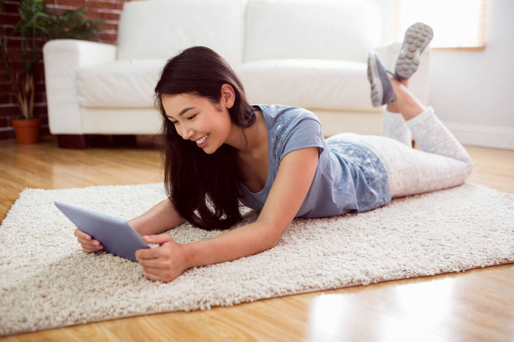 studying in on a cosy rug