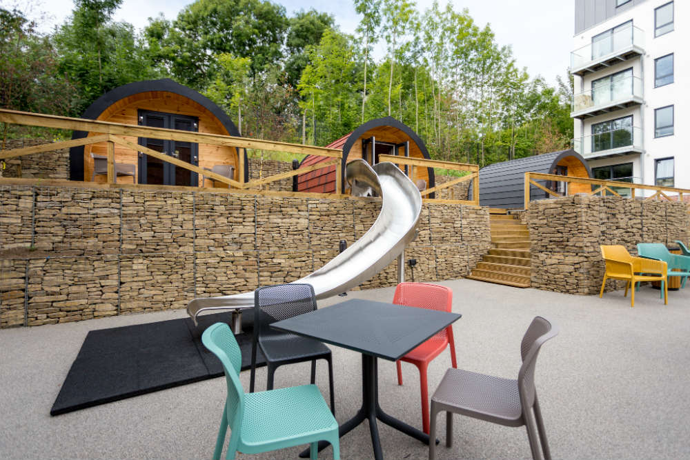 Glamping pods at The Glassworks In Leeds