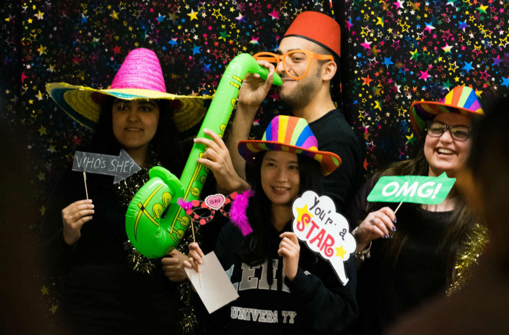 Students dressing up at photobooth