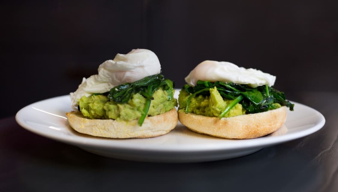 Avocado, poached egg and spinach breakfast recipe, created for Roomzzz, by MasterChef's Chris Hale.