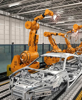 Car chassis on automotive assembly line