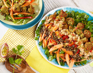 Falafel Caribbean Salad Bowl with Coconut Farofa