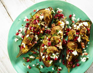 Baked Aubergine with Moroccan Falafel Crumb