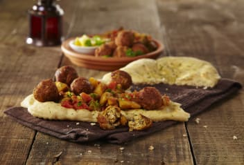 Falafel served with Spicy Aubergine & Tomato Salad