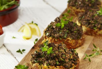 Falafel Rounds with Olive Tapenade