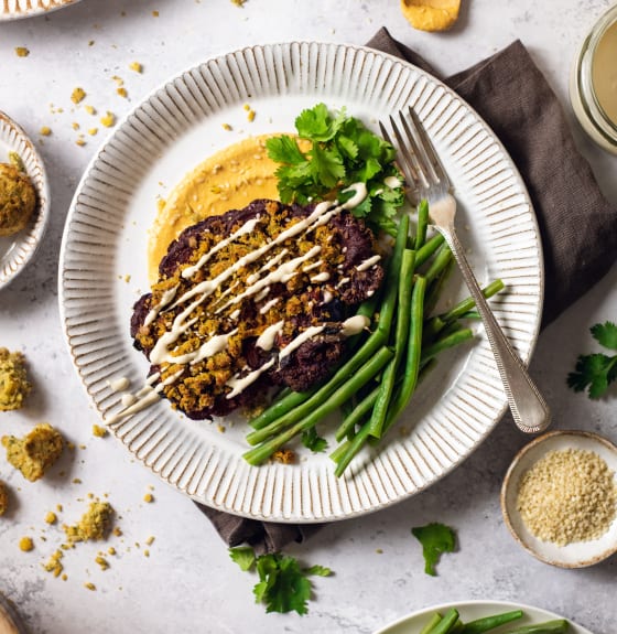 Roasted Harissa Cauliflower Steak with Middle Eastern Falafel Crumb
