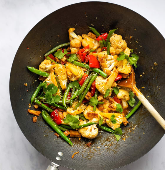 Marinated Tofu Pieces and Cauliflower Stir Fry Cauldron Foods
