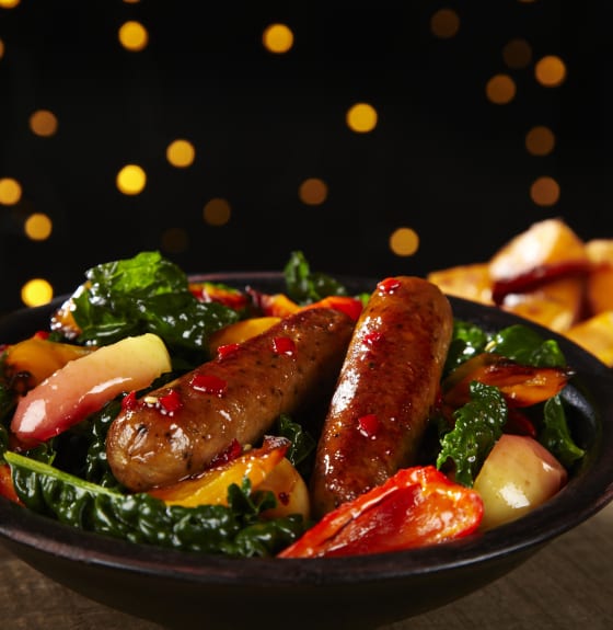 Firecracker Sausages with Caramelised Apples & Cavolo Nero