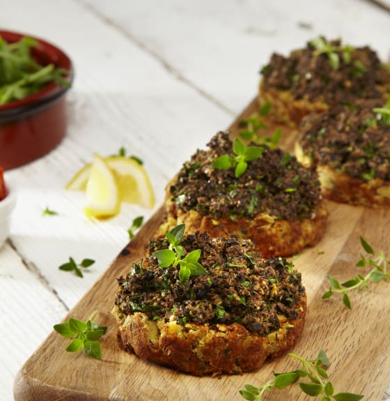 Falafel Rounds with Olive Tapenade Recipes Cauldron Foods