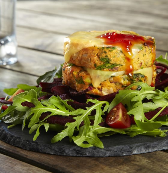 Vegan Burger Stack with Chilli Jam Recipes Cauldron Foods