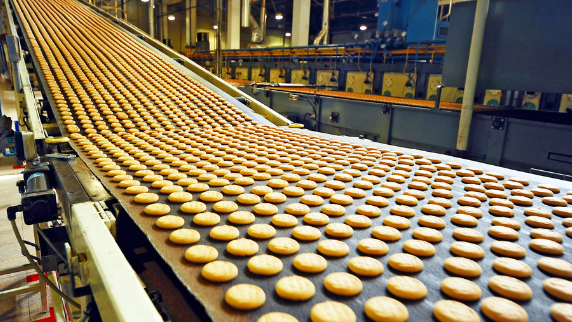 Cookies on food production line