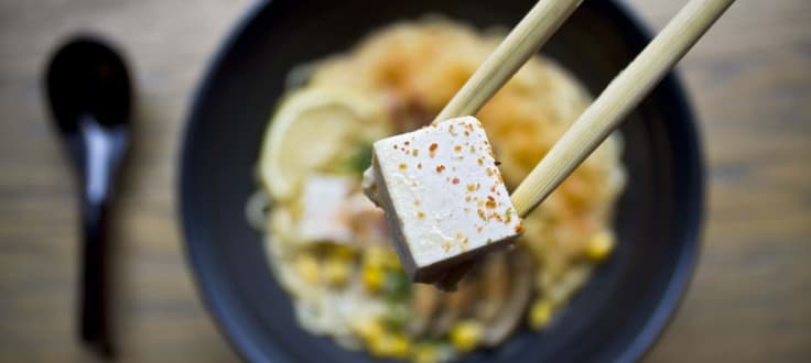 Tofu on chopstick